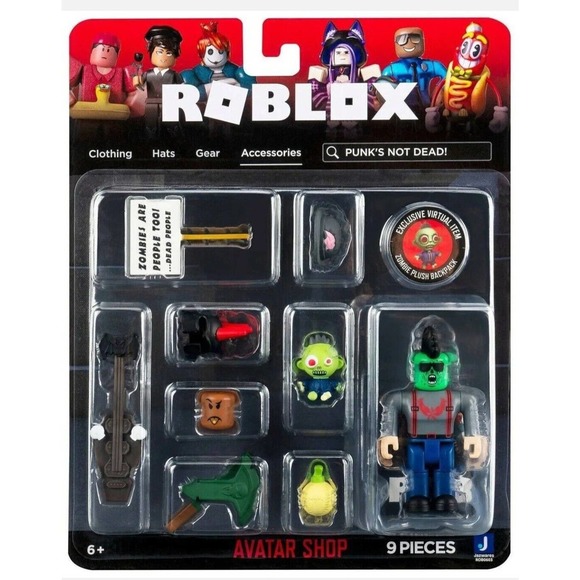 Roblox Avatar Shop Punk's Not Dead! Action Figure w/Zombie Plush Backpack Code - Picture 1 of 11